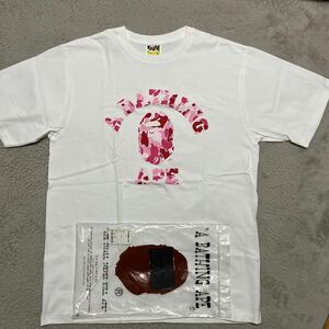 激レア　A BATHING APE BAPE KAWS ORIGINAL FAKE tee tシャツ PINK CAMO 迷彩　オリジナルフェイク　BABY MILO COLLEGE L OGO XL 