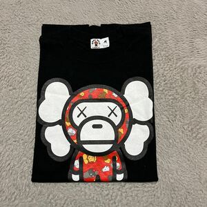 初期　A BATHING APE BAPE KAWS BABY MILO footsoldier ソルジャーエイプ　ベビーマイロ　ORIGINAL FAKE tee tシャツ バラバラマイロ　M 黒