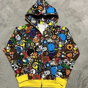 新品未使用　A BATHING APE BAPE KAWS BABY MILO サファリ　アニマル　ANIMAL FULL ZIP HOODIE パーカー　M スウェット　SHARK STA CAMO 