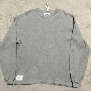 22ss WTAPS SWEATER COTTON 02 GREY 4 サーマル　ワッフル　ロンt tシャツ