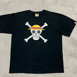 A BATHING APE BAPE KAWS ONE PIECE ワンピース　麦わら海賊団　tee tシャツ 黒　ブラック　ルフィ　BABY MILO CAMO 迷彩　2XL XXL 