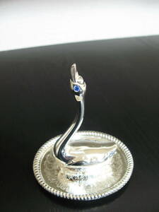 ビンテージ シルバー スワン 白鳥 プレート リングホルダー Vintage Silver Plated Swan Ring Holder, Jewelry Display Ring Dish