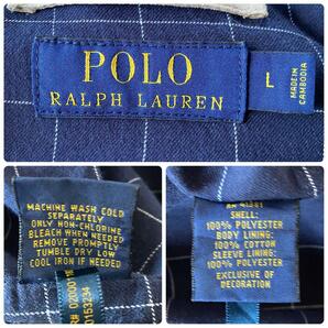美品/Lサイズ ●Polo Ralph Lauren ポロ ラルフローレン スイングトップ ジャケット アウター チェック ベージュ ホースロゴ 刺繍 メンズの画像10
