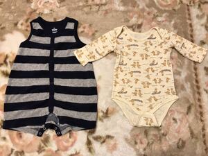 ◆　子ども服／ベビー服おまとめ　男の子用babyGap ノースリーブロンパース+7分袖肌着ロンパース　80サイズ　2点セット　◆