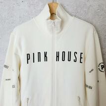 PINK HOUSE ピンクハウス サイズM オフホワイト スウェットジャケット トラックジャケット ロゴプリント ワッペン ジップ A2542_画像2