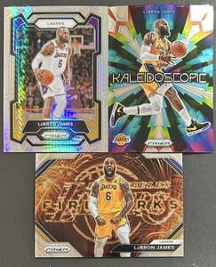 2023-24 Prizm NBA LeBron James Lakers Base Hyper Prizm #63 Fireworks #3 Kaleidoscopic #2 3枚