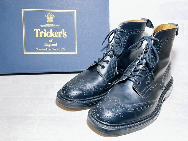 箱付【極美品】Tricker's トリッカーズ 高級 カントリーブーツ 黒 グッドイヤー製法 UK7.5-5（約26cm）イギリス製 メンズ