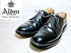 純正シューツリー付!!【美品】Alden オールデン 最高級 シェルコードバン プレーントゥ 黒 ホーウィン US7.5（約25.5cm）アメリカ製