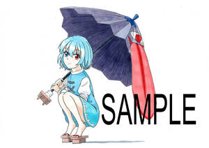 Art hand Auction ◆Projet Touhou/Illustration Copic dessinée à la main◆ Petit parapluie Tatara A4, des bandes dessinées, produits d'anime, illustration dessinée à la main