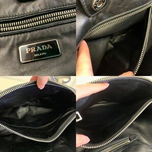 PRADA プラダ ハンドバッグ Wジップ ハンドバッグ スエード レザー TALCO アイボリー シルバー金具の画像8