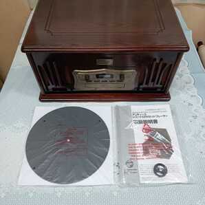 アピックスインターナショナル 木製 アンティーク調 マルチプレーヤー CD カセットテープ    レコード の画像1
