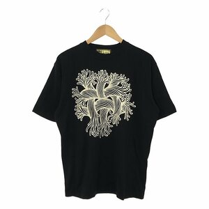 Nemeth / ネメス | コットン クルーネック プリントTシャツ | L | ブラック | メンズ