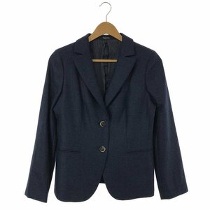 AQUASCUTUM / アクアスキュータム | ロロピアーナ ウール シルク 2B テーラードジャケット | 10 | ネイビー | レディース