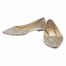 JIMMY CHOO / ジミーチュウ | ROMY FLAT グリッター ポインテッドトゥ フラットパンプス | 37 1/2 | シルバー系 | レディース_画像1