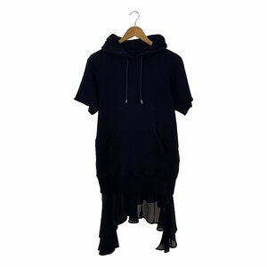 sacai / サカイ | アシンメトリー レイヤード スウェット ワンピース | 2 | ブラック | レディース