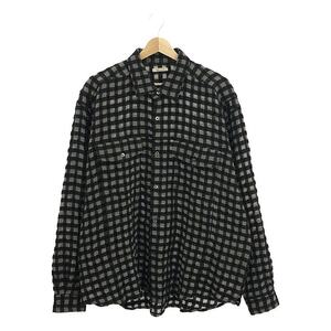 HEUGN / ユーゲン | SHIRT 056 / Bobby Check ウール混シアサッカー チェックシャツ | 3 | ブラック | メンズ