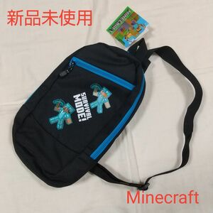 新品未使用 キッズ マインクラフト ボディバッグ リュック ブラック ワンショルダーバッグ スティーブ アレックス