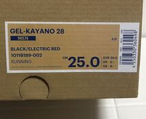 送料無料 asics アシックス GEL KAYANO 28 ゲル カヤノ シューズ 25.0 箱付き ランニング 運動靴 ブラック 黒 × レッド 赤_画像9
