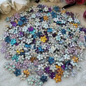  deco parts flower solid Claw ba decoration plastic parts Kirakira hand made hairpin hair accessory one Point 