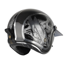 新品 カーボンファイバー 内蔵サングラス バイクヘルメット 炭素 繊維 ジェットヘルメット ライダー ビンテージ ★サイズ：XXL_画像4