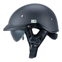 ハーフヘルメット ハーレーヘルメット カーボンファイバー 炭繊維柄　内蔵ゴーグル DOT安全認証 マットブラック　調整可能 サイズ：L_画像6