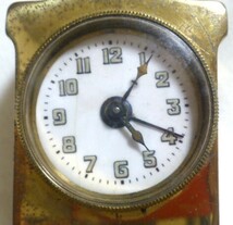 ドイツ製 / 小型目覚まし付き置き時計 ◆ 真鍮 / 持ち手付き ◆ 不動 / 要オーバーホール _画像2