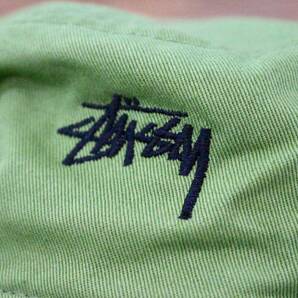 STUSSY ステューシー 刺繍ロゴバケットハット S/M バケハ コットン 帽子 ストリート カジュアル グリーンの画像3