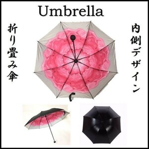 折り畳み傘 レディース UVカット コンパクト 晴雨兼用 内側デザイン ⑨ UD04