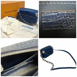 【極希少モデル☆新品同様】LOUISVUITTON ルイヴィトン クロコダイル アリゲーター ソフトトランク ショルダーバッグ ネイビーの画像9