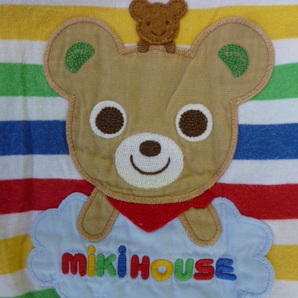 miki HOUSE ミキハウス Tシャツ プッチーくんアップリケ カラフルボーダー ９０の画像3