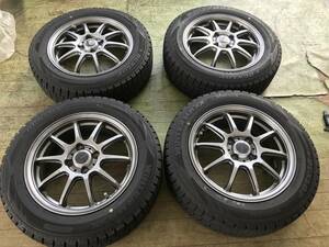 スタッドレス DUNLOP WM02 22年製 175/65R15 アルミホイールセット 4本 中古 アクア フィット ヴィッツ フィールダー スペイド ポルテ