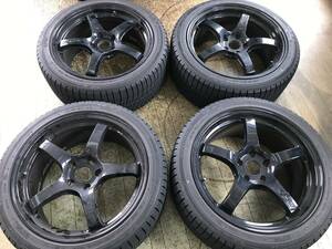 スタッドレス DUNLOP WM03 21年製 245/40R18 RAYS グラムライツ GL-57CR PCD114.3-5穴 8.5J+50 4本 中古 STI S4 レクサスGS SC