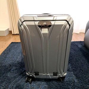 ALI ALI-019FT-18 silver one touch open front wheel stopper front open front opening carry bag suitcase 