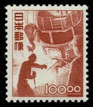 日本切手、未使用、昭和すかしなし・製鋼100円。裏糊あり、美品_画像1