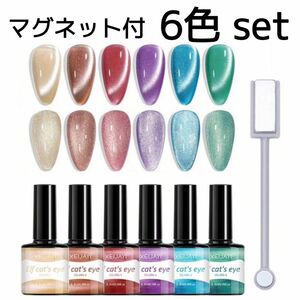 6色 セット 2wayマグネット キャッツアイジェル ジェル ネイル マグネットジェル シルク プルマグ シルキー XEIJAYI