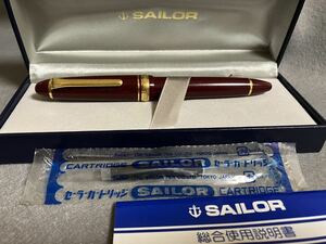 [TH6511]SAILOR セーラー 万年筆 ペン先 刻印　21K モデル　1911 ワイン　箱付き　カートリッジ式