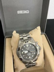 [T2205] 動作品　SEIKO AGS SCUBA 200m TITANIUM スキューバ　チタニウム　自動巻き 5M23-7A31 ダイバー 時計　ウォッチ　箱　セイコー