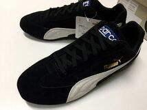 デッド 限定 新品 PUMA SPARCO プーマ スパルコ スピードキャット ブラック 黒 スエード ドライビングシューズ US 10 JP 28 箱付 正規品_画像3