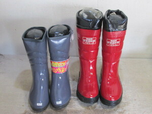  lady's boots Charles mist gray spike attaching 25.0cm large ichi fresh red 25.5cm 2 pair dead stock 