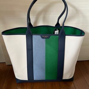 kate spade racing stripe canvas Large tote bag 