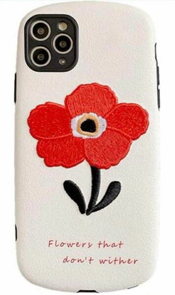 刺繍 レッド フラワー 花 iPhoneXS MAXケース スマホケース 韓国
