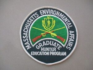 80s MASSACHUSETTS ENVIRONMENTAL AFFAIRS GRADUATE HUNTER EDUCATION PROGRAMワッペン/ハンター狩猟ハンティングPATCHビンテージ動物 V195