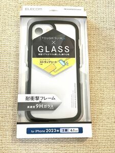【送料無料】エレコム iPhone15 TOUGH SLIM LITE フレームカラー 背面ガラス　ブラック