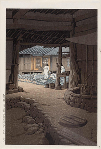 川瀬巴水　版画　続朝鮮風景　「朝鮮　智異山泉隠寺」 昭和15年　39.3×26.5ｃｍ　原寸サイズ　複製 ◆新版画　小原古邨　吉田博