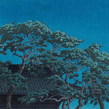 川瀬巴水　版画　泉岳寺　昭和六年　40×26ｃｍ　原寸サイズポスター　複製 ◆新版画　小原古邨　吉田博_画像4