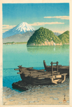 川瀬巴水　版画ポスター　三津浜の朝　昭和28年　39ｘ26.3ｃｍ　複製 ◆新版画　小原古邨　吉田博 　土屋光逸　浮世絵_画像1