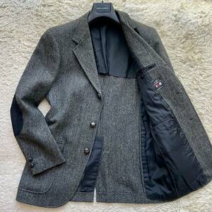 ヴァンヂャケット【日本紳士の威厳】VAN JACKET テーラードジャケット ヘリンボーン エルボーパッチ グレー系 Lサイズ相当 くるみボタン 