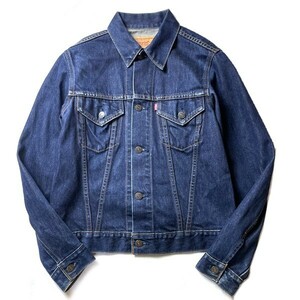 超名作! 90s 日本製 Levi's リーバイス W7505 ヴィンテージ トラッカー デニムジャケット Gジャン 濃い濃い 濃紺 Mサイズ レディース 古着