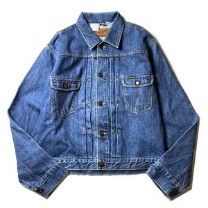 名作モデル! 90s 日本製 Wrangler ラングラー ヴィンテージ 11MJ 2nd トラッカー デニムジャケット Gジャン ブルー L メンズ 古着 希少