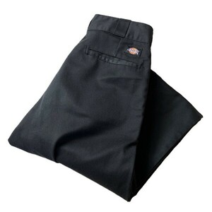 定番モデル! Dickies 874 ディッキーズ ハイウエスト ストレート ワークパンツ チノパン 人気カラー ブラック 黒 W30 / 32 メンズ 古着